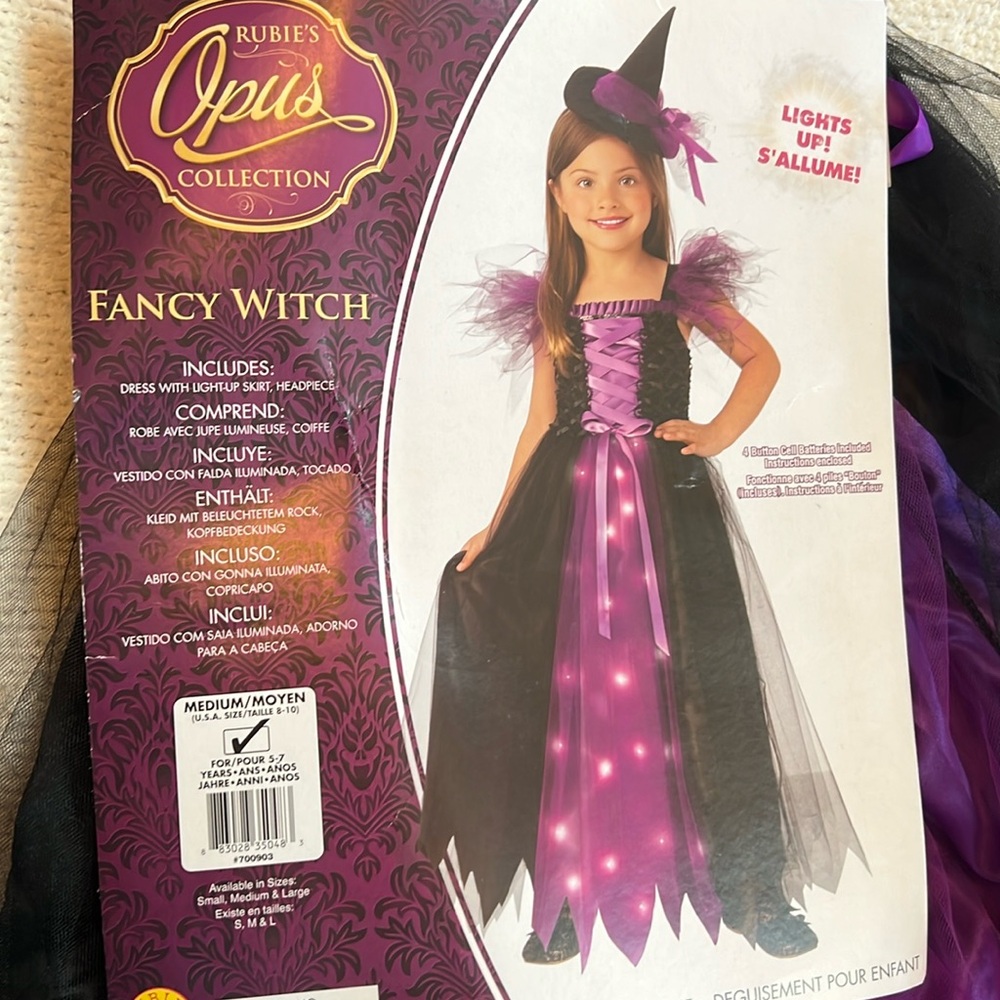 Fancy witch light up costume dress child medium